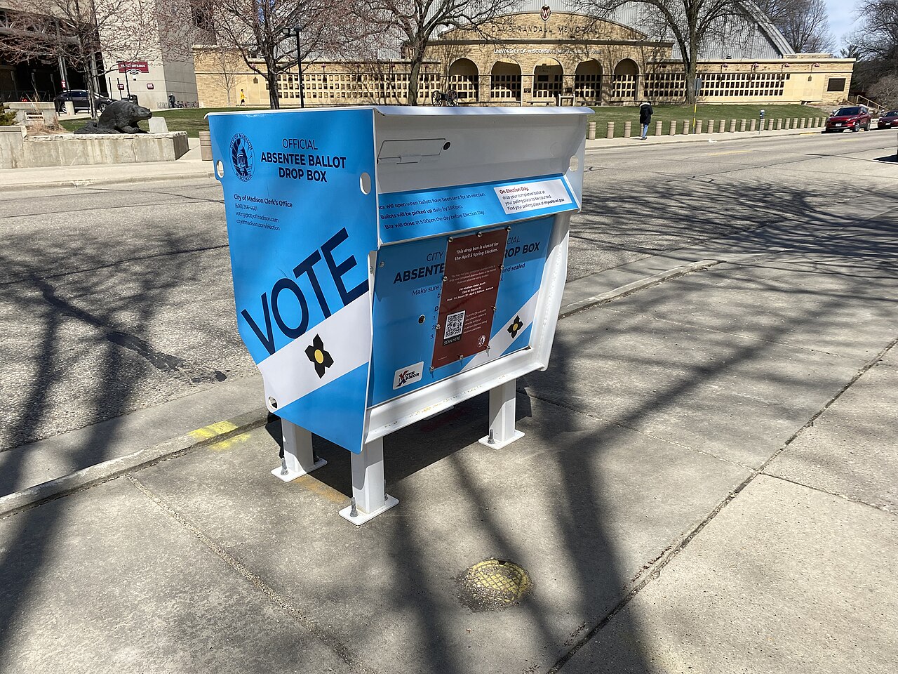 Illustrative photograph: A ballot drop box